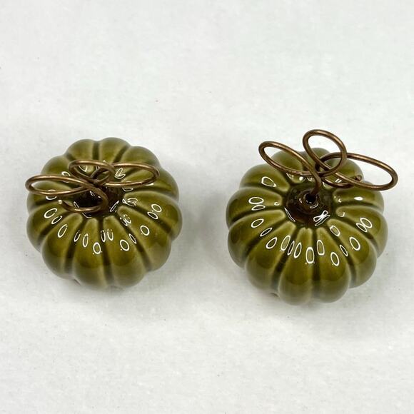 Mini Green Pumpkin Ceramic Photo Holder Set - Picture 3 of 5